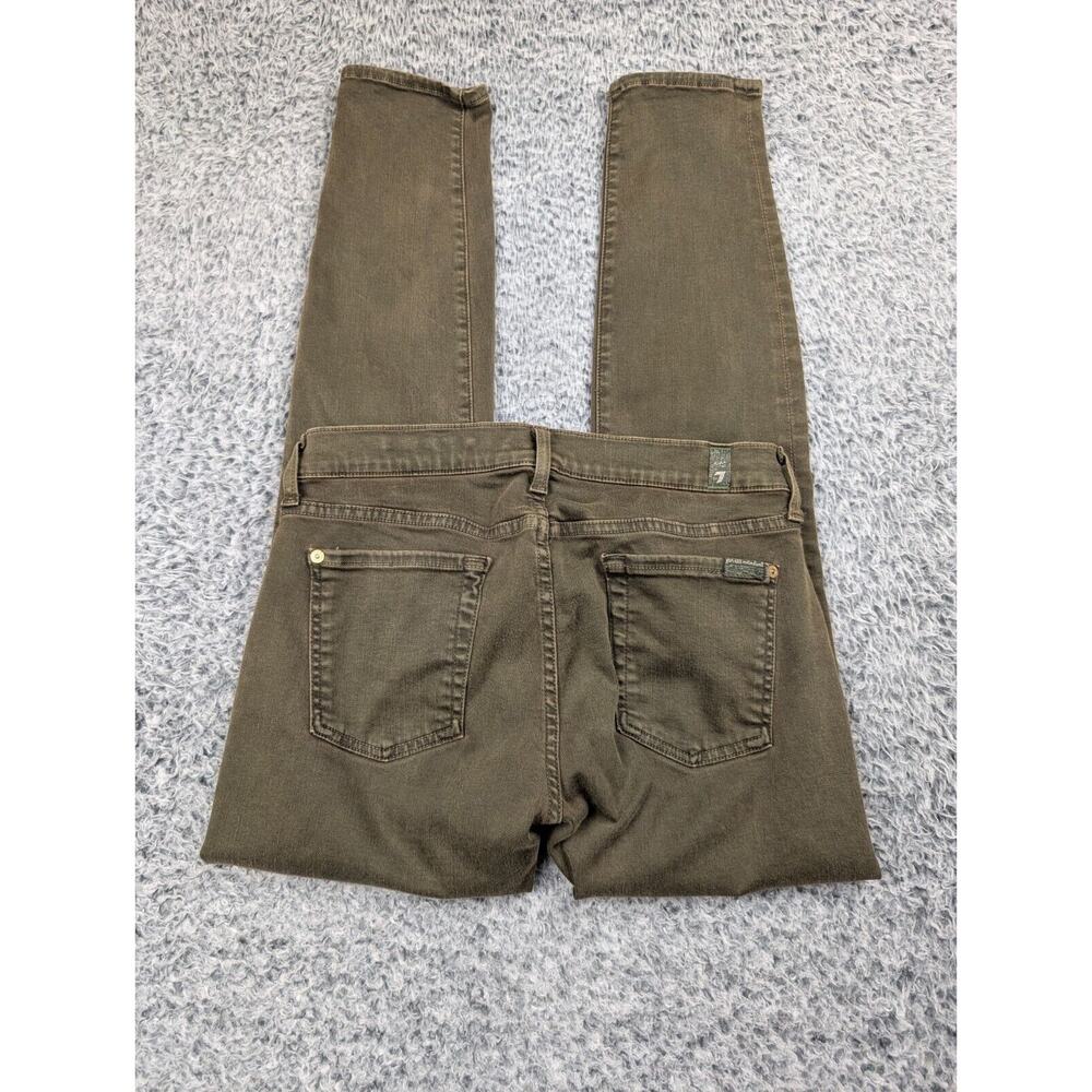7 For All Mankind Jeans Womens 29 Green Cropped Skinny Denim Normcore Preppy